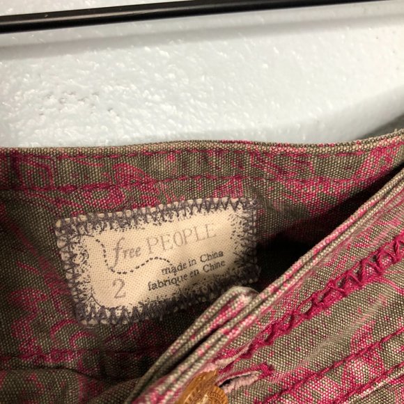 Free People Pink Gray Cotton Shorts Side Tie Shorty Shorts Low Rise 2 - Picture 3 of 7